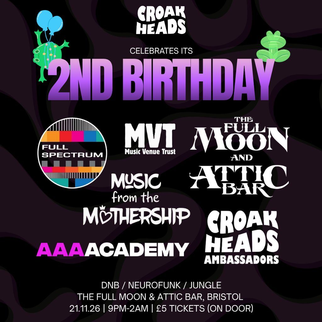 Flyer for Croakheads 2nd Birthday