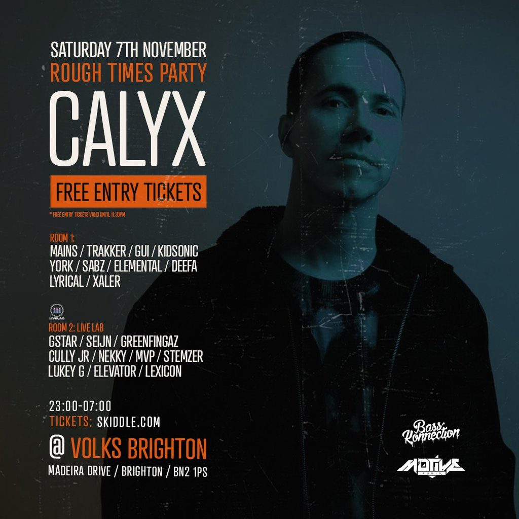 Flyer for Rough times Party - CALYX - Free Entry tickets available