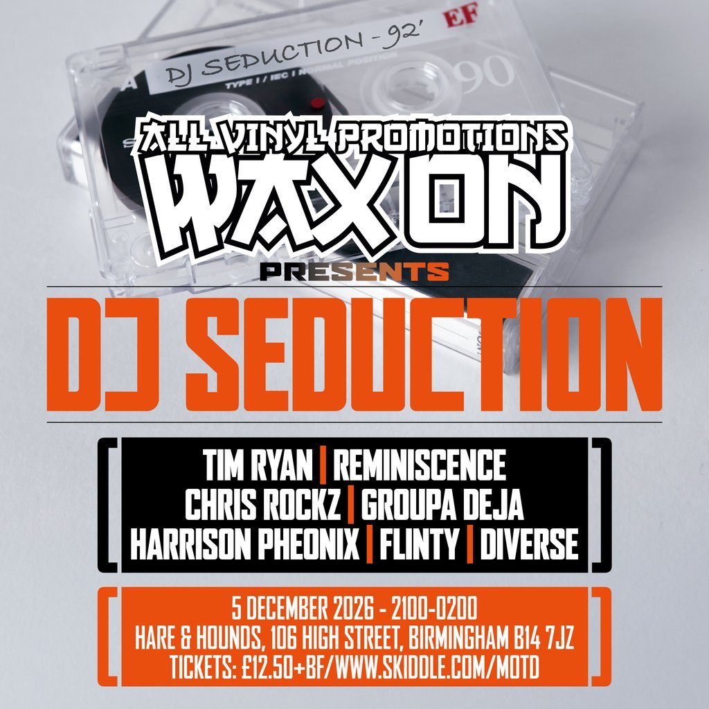 Flyer for Wax On presents DJ Seduction