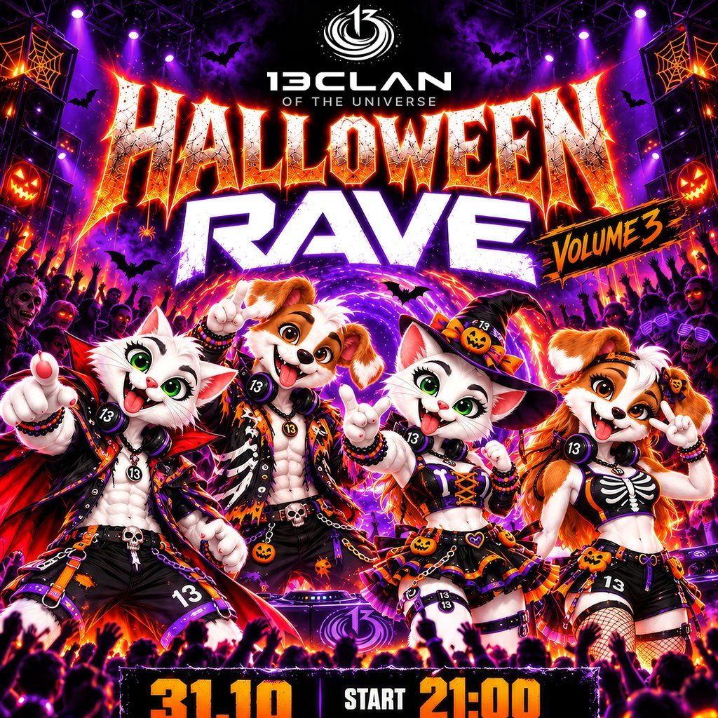 Flyer for 13CLAN presents HALLOWEEN RAVE - VOLUME 3