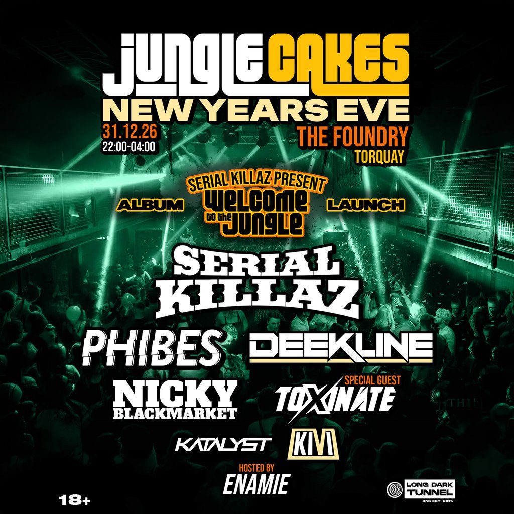 Flyer for Jungle Cakes NYE - Torquay - The Foundry